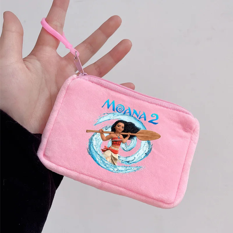 Moana Plush Wallet For Girls Mini Cartoon Maui Coin Purse Cute Square Storage Bag Key Holder Gift I 2