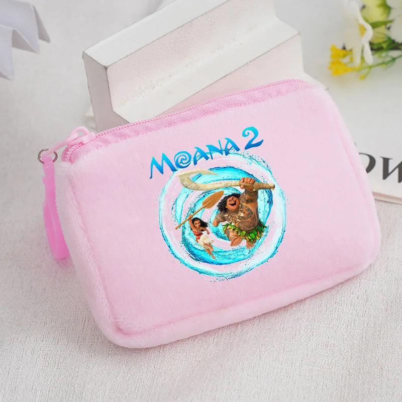 Moana Plush Wallet For Girls Mini Cartoon Maui Coin Purse Cute Square Storage Bag Key Holder Gift I 9