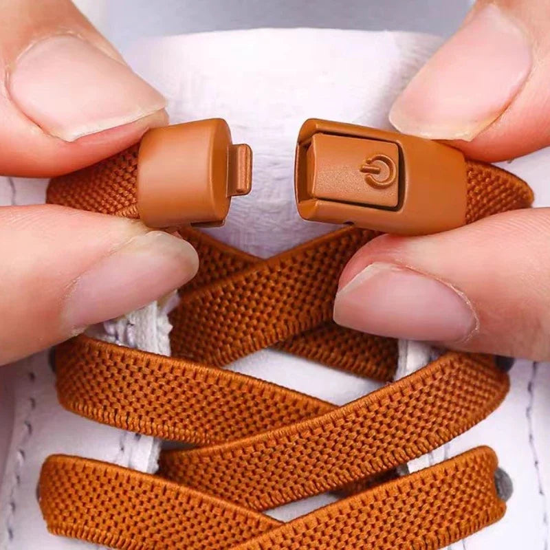 2Pairs Without Ties Elastic Laces, No Tie Shoe Laces with Press Lock for Sneakers 8MM Widened Flat Shoelaces for Kids