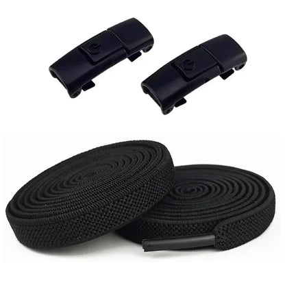 2Pairs Without Ties Elastic Laces No Tie Shoe Laces With Press Lock For Sneakers 8MM Widened Flat S 8
