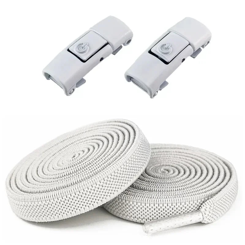 2Pairs Without Ties Elastic Laces No Tie Shoe Laces With Press Lock For Sneakers 8MM Widened Flat S 9