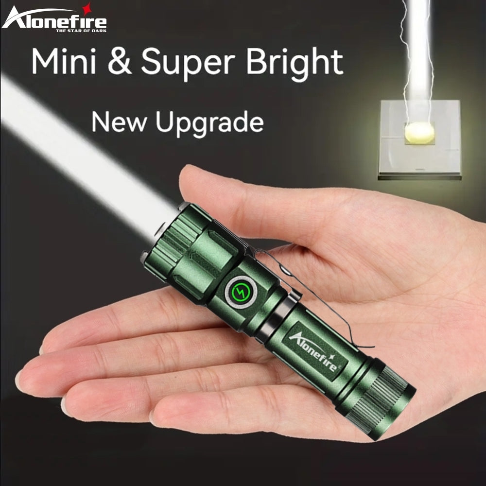 Mini Zoom Flashlight X80, High Bright White Beam Light, Rechargeable Pocket Magnet Torch for Outdoor, Camping, Hiking