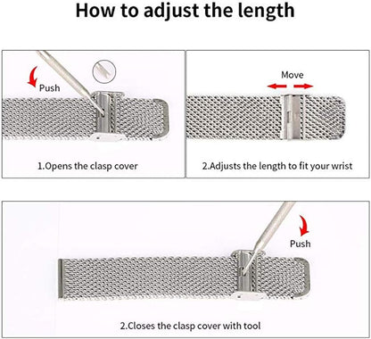 Universal Milanese Watchband Quick Release Stainless Steel Mesh Strap In Silver 5
