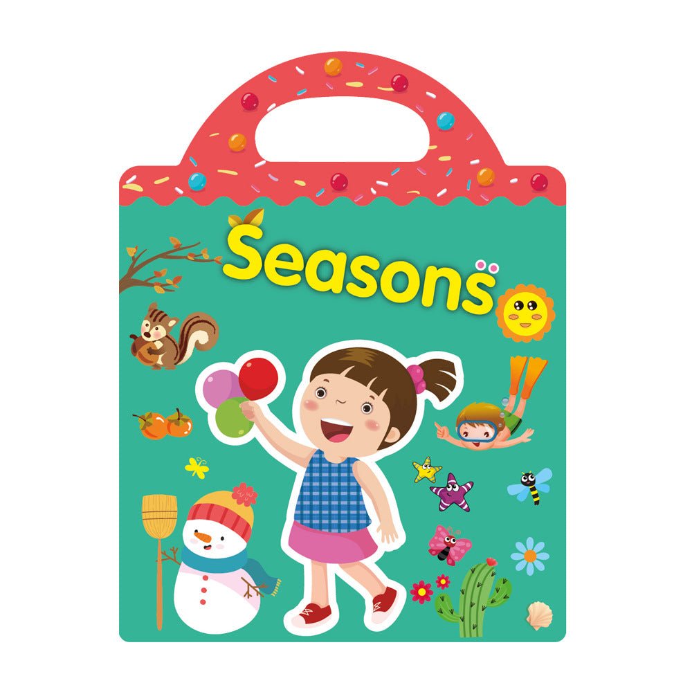 Kids DIY Puzzle Sticker Book, Reusable Scene Cute Cartoon Animal Stickers, Learning Cognition Toys, Back to School Gift