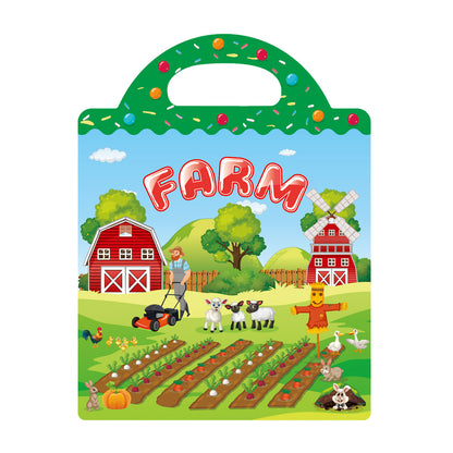 Kids DIY Puzzle Sticker Book, Reusable Scene Cute Cartoon Animal Stickers, Learning Cognition Toys, Back to School Gift