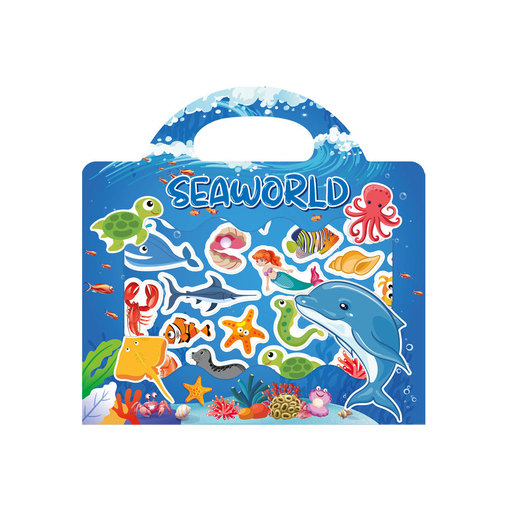 Kids DIY Puzzle Sticker Book, Reusable Scene Cute Cartoon Animal Stickers, Learning Cognition Toys, Back to School Gift