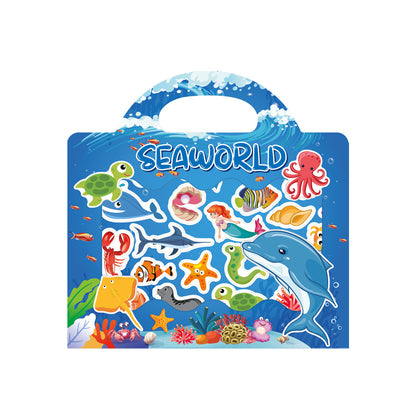 Kids DIY Puzzle Sticker Book, Reusable Scene Cute Cartoon Animal Stickers, Learning Cognition Toys, Back to School Gift
