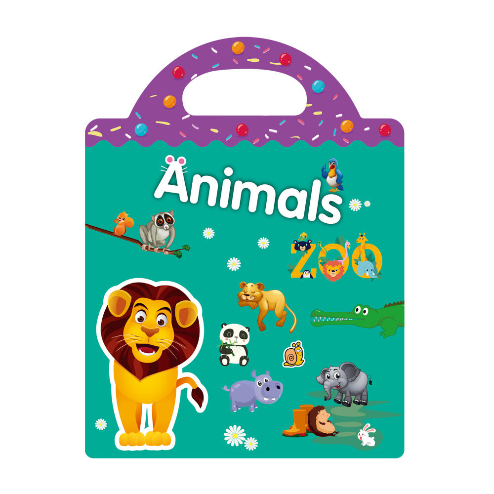 Kids DIY Puzzle Sticker Book, Reusable Scene Cute Cartoon Animal Stickers, Learning Cognition Toys, Back to School Gift