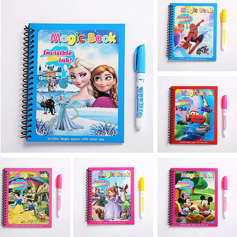 DIY Magic Watercolor Painting Book for Kids, Frozen Disney Puzzle Graffiti, Mickey Mouse Sofia Cars Cartoon Gift