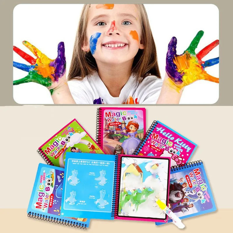 DIY Magic Watercolor Painting Book for Kids, Frozen Disney Puzzle Graffiti, Mickey Mouse Sofia Cars Cartoon Gift