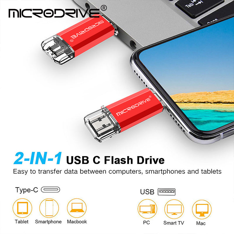 Dual-Port Type C USB Flash Drive – 2-in-1 OTG Pen Drive for Phones & PCs