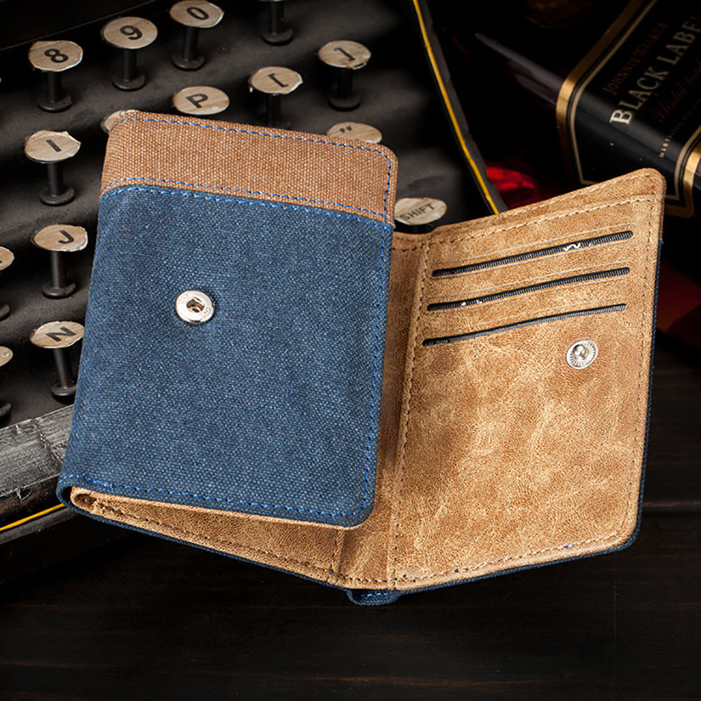 Handmade Men Short Wallet With Card Holders, Vintage Trifold Wallets For Men, Multi Slots Coin Purse Money Bag