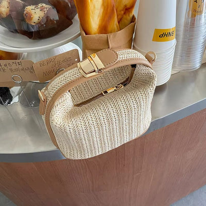Yogodlns Small Straw Shoulder Bag Woven Crossbody Beach Tote