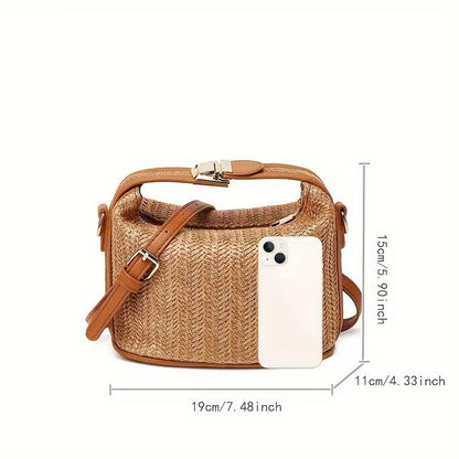 Yogodlns Small Straw Shoulder Bag Woven Crossbody Beach Tote 3