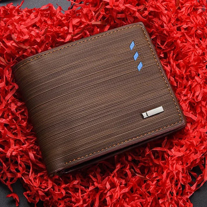 Luxury Leather Men Wallet, Cards Holder for Men, Portable Two Fold Billfold, Designer Small Purse Gift