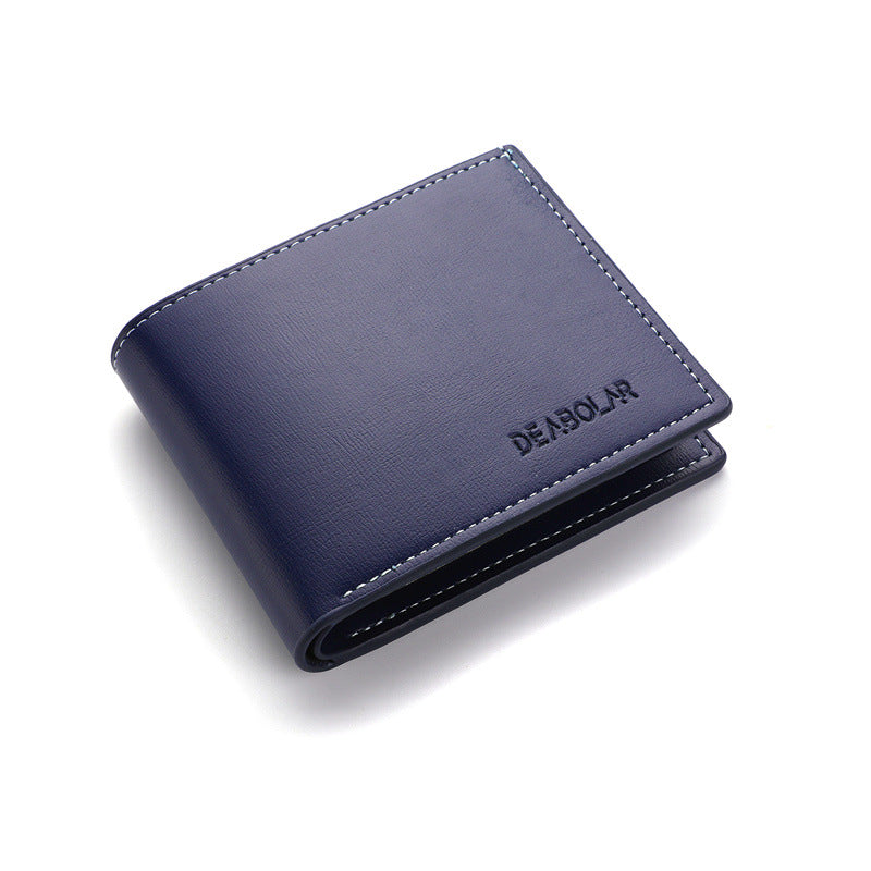 Men PU Leather Short Wallet, Slim Bifold Multi Card Holder Purse With ID Window, Folding Casual Credit Wallet