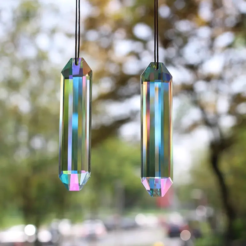 2 Pcs Crystal Rainbow Sun Catcher Prisms Stunning Window & Garden Decor