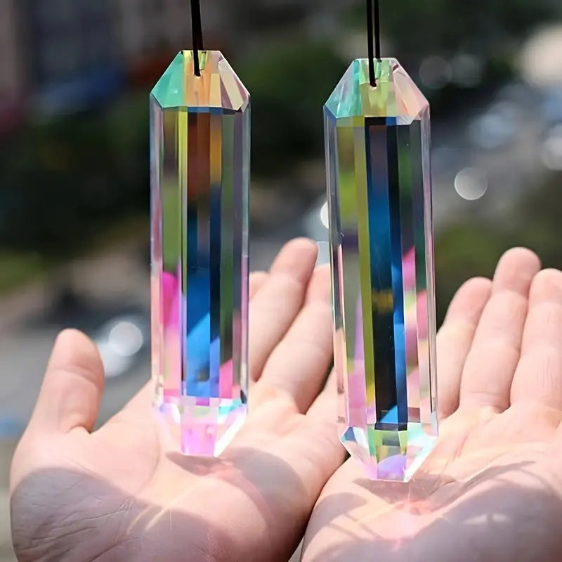 2 Pcs Crystal Rainbow Sun Catcher Prisms Stunning Window & Garden Decor
