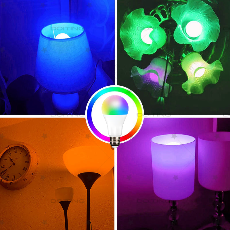 Smart WiFi LED Bulb E27 RGBCW, HomeKit Compatible, Dimmable 110V-220V, Voice Control via Siri/Alexa/Google