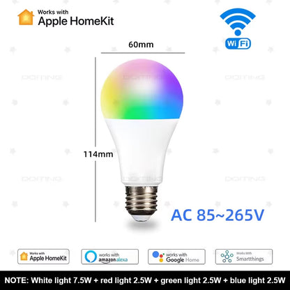 Smart WiFi LED Bulb E27 RGBCW HomeKit Compatible Dimmable 110V220V Voice Control Via SiriAlexaGoogl 6
