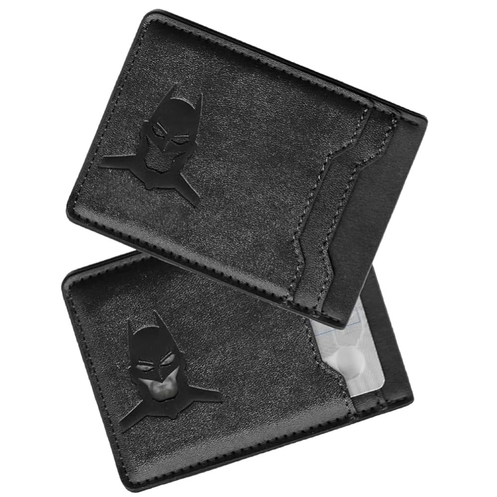 Slim Bat ID Wallet Leather Card Holder Case Wallet, Superhero Mask Gift for Dad, Son, Husband