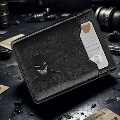 Slim Bat ID Wallet Leather Card Holder Case Wallet, Superhero Mask Gift for Dad, Son, Husband