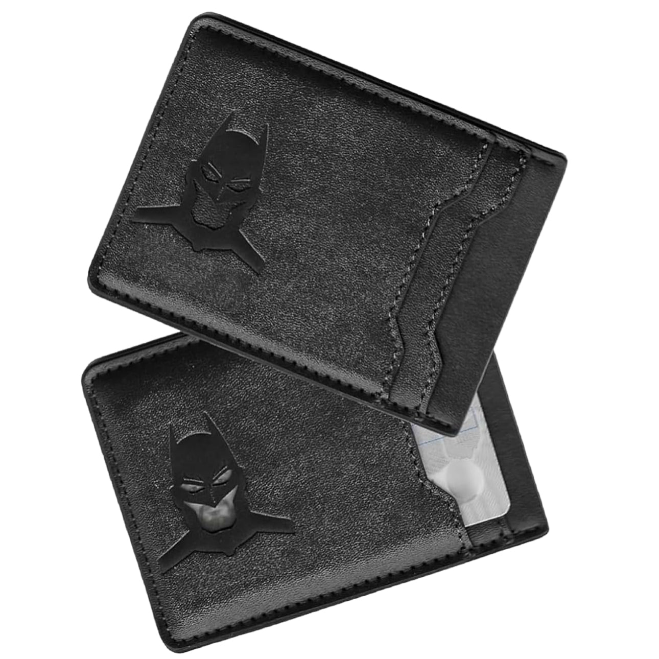Slim Bat ID Wallet Leather Card Holder Case Wallet, Superhero Mask Gift for Dad, Son, Husband