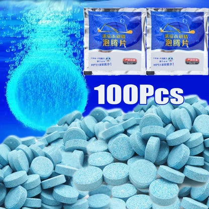 All-Season Windshield Washer Effervescent Tablet, Solid Concentrate, Shellac-Free Formula for Streak-Free Cleaning