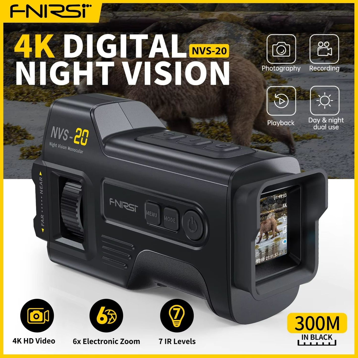 FNIRSI 4K Digital Night Vision Scope for Hunting and Camping