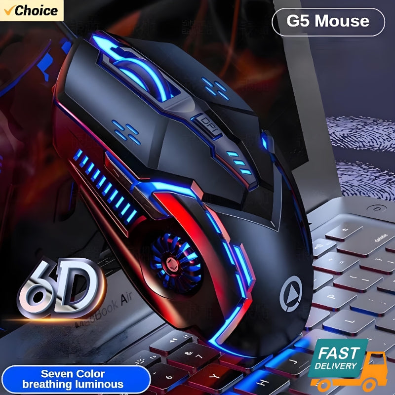 Original G5 Wired Mouse with Backlight, 6 Programmable Keys, High Sensitivity Gaming Mouse for Game Computer Tablet PC