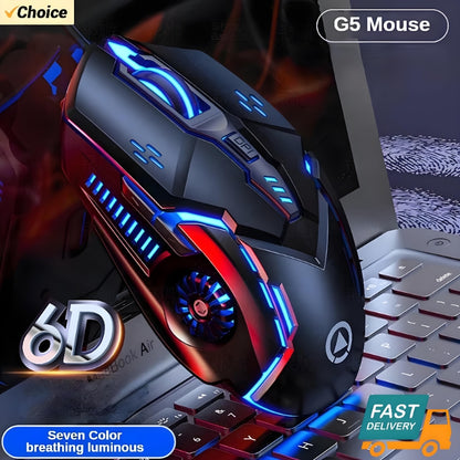 Original G5 Wired Mouse with Backlight, 6 Programmable Keys, High Sensitivity Gaming Mouse for Game Computer Tablet PC