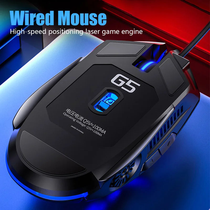 Original G5 Wired Mouse with Backlight, 6 Programmable Keys, High Sensitivity Gaming Mouse for Game Computer Tablet PC
