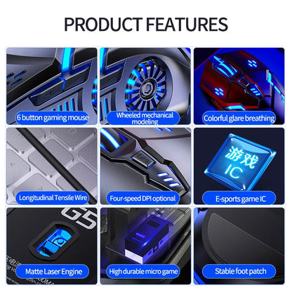Original G5 Wired Mouse with Backlight, 6 Programmable Keys, High Sensitivity Gaming Mouse for Game Computer Tablet PC
