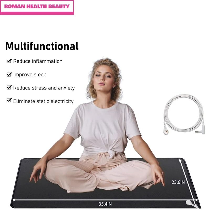 90x60cm Grounding Mat with Earthing Cable for Sleep, EMF Recovery, and Electrostatic Discharge
