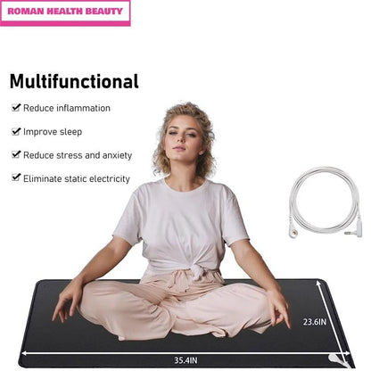 90x60cm Grounding Mat with Earthing Cable for Sleep, EMF Recovery, and Electrostatic Discharge