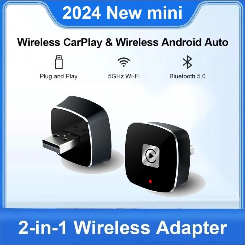 Wireless Carplay Android Auto Adapter AI Box for USB Connected Cars for iPhone and Android Devices