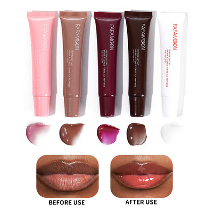 Soft Tube Mirror Lip Gloss Nude Brown Plumping Lip Gloss Moisturizing Lip Oil Transparent Lipgloss  2