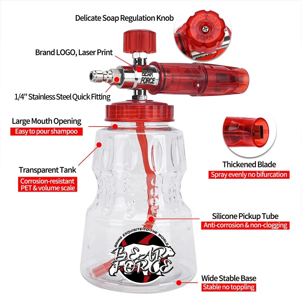 Pressure Washer Foam Cannon With Aluminum Body And 14 Inch Quick Connector For Ryobi Greenworks And 2