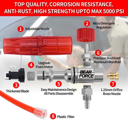 Pressure Washer Foam Cannon With Aluminum Body And 14 Inch Quick Connector For Ryobi Greenworks And 3