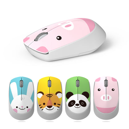 Wireless USB Mini Rechargeable Mouse, Cute Pink Cartoon Mause, Silent Click Ergonomic Optical Mice for Kids Gift