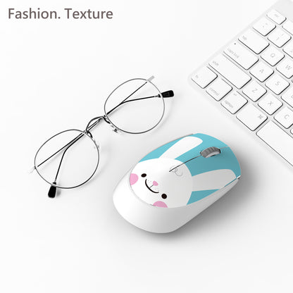 Wireless USB Mini Rechargeable Mouse, Cute Pink Cartoon Mause, Silent Click Ergonomic Optical Mice for Kids Gift