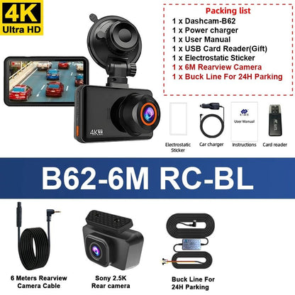 E ACE Dual Dash Cam With 4K Front And 25K Rear Camera Support For GPS WiFi Parking And Loop Recordi 8