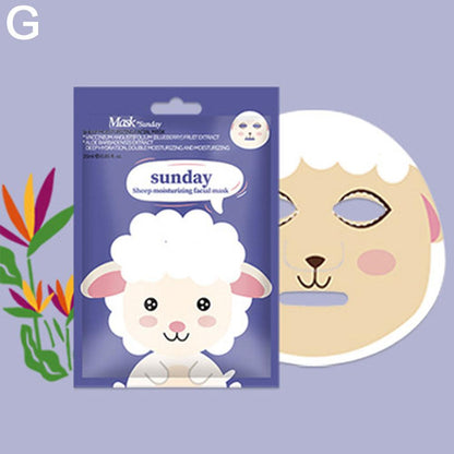 Cute Cartoon Facial Mask, Moisturizing Hydrating Mask for Deep Moisturizing Tender Skin, Animal Mask Skin Care Gift