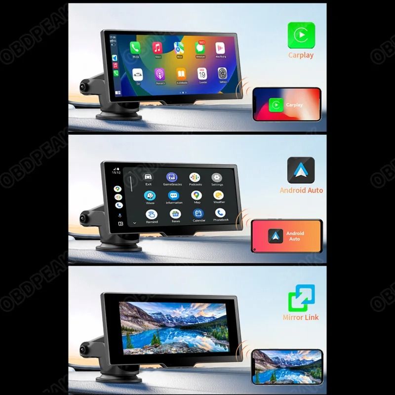 OBDPEAK T20 Smart Rearview Dash Cam With 1026 Inch Touchscreen Car DVR And GPS Navigation 1