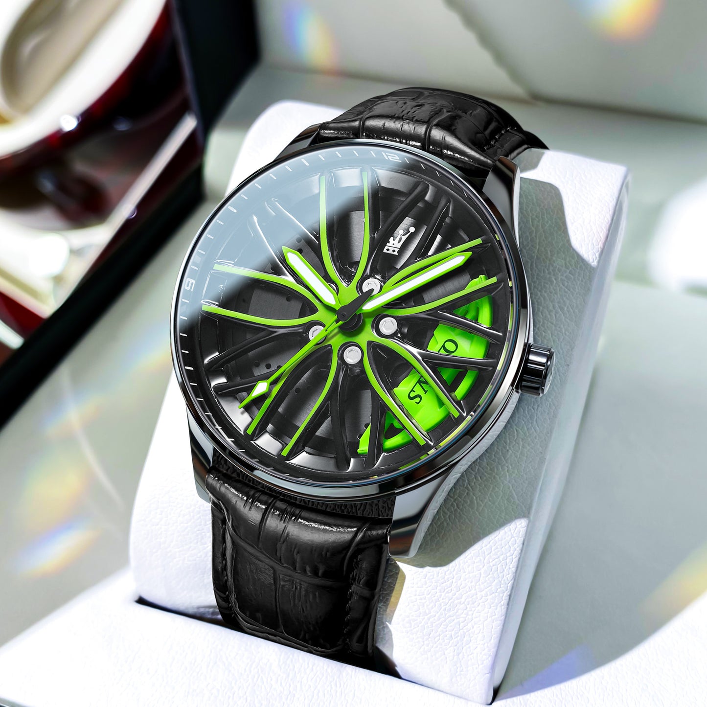 High Quality OLEVS Men Watches Waterproof, Car Rim Sport Quartz Watch, Stainless Steel Fashion Men Luxury Watch