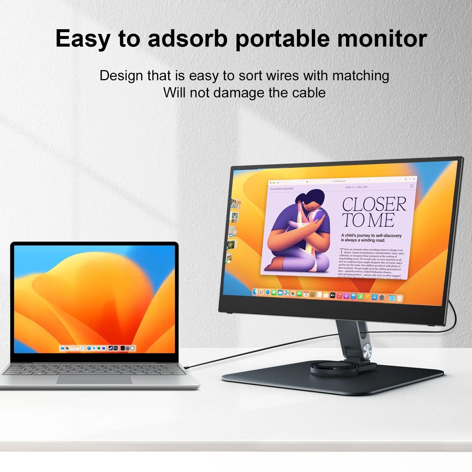 Magnetic Metal Stand With 360 Degree Rotation For Portable Monitors And Tablets Up To 215 Inch 5