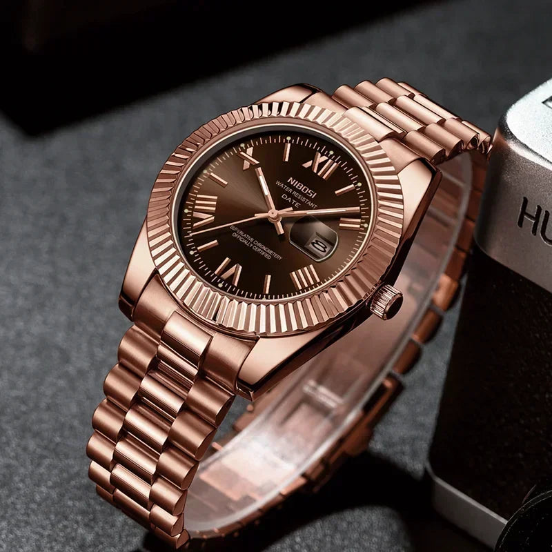Waterproof Men's Quartz Watch, Stainless Steel Date Clock, Luminous Sport Wristwatch Luxury Style