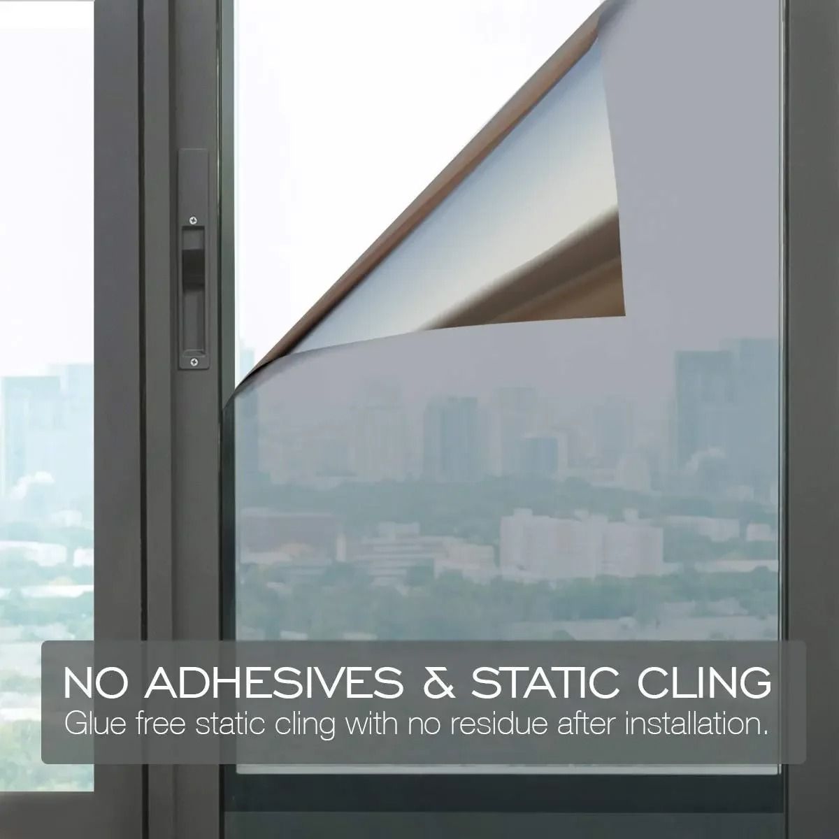 One Way Mirror Window Film Privacy Tint Heat Control Reflective Adhesive Glass Covering 3