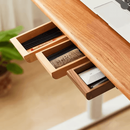 Natural Wooden Under Desk Sliding Storage Drawer