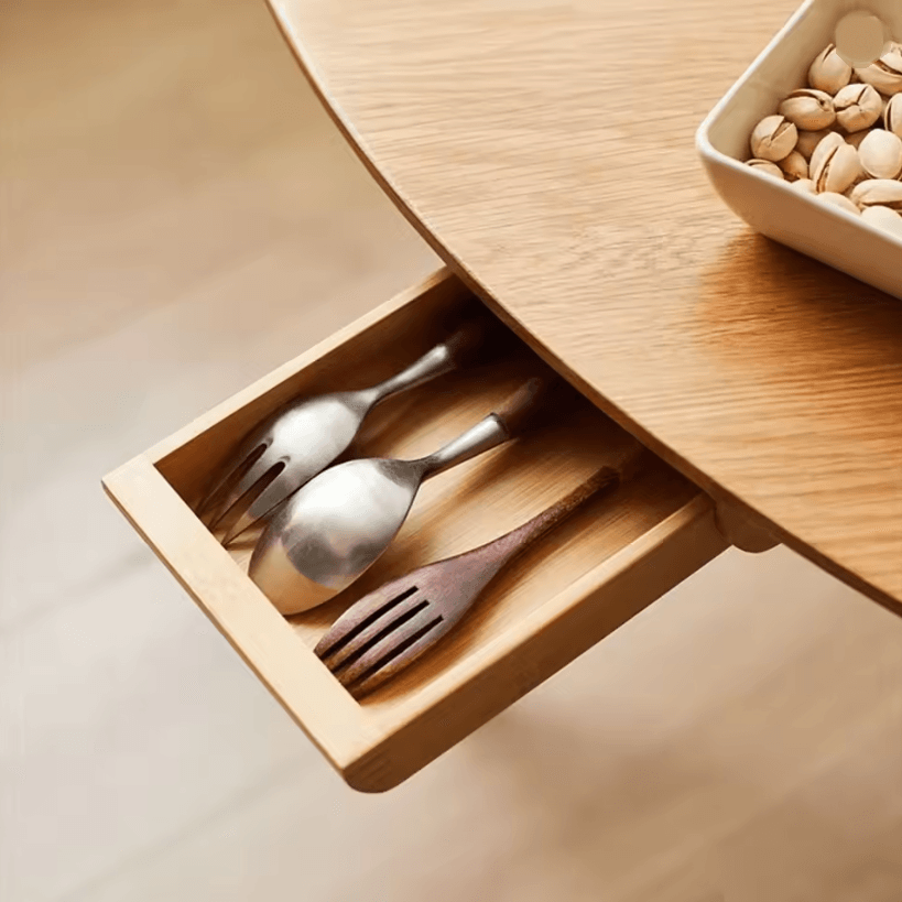 Natural Wooden Under Desk Sliding Storage Drawer 1